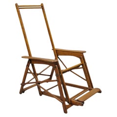 Chaise de bateau à vapeur inclinable Art Déco en chêne et bois de Lloyd's