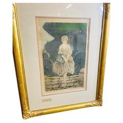 Antique Art Deco Framed Louis Icart Etching “Manon”, Signed, Paris circa 1920