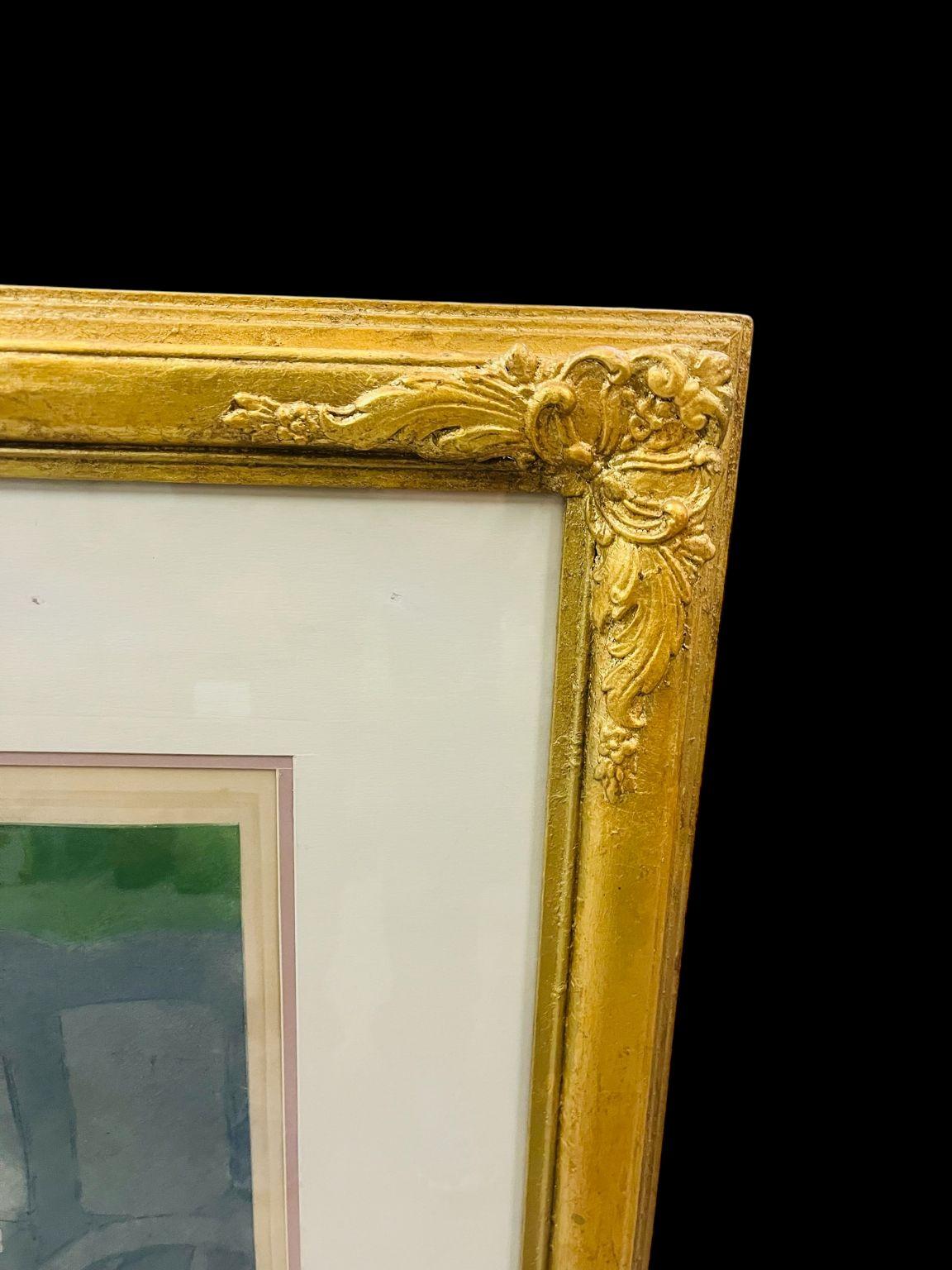 Antico Art Deco incorniciato, acquaforte di Louis Icart 