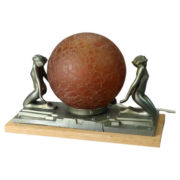 Antique Art Deco Frankart Figural Table Lamp with Nudes Circa 1920 For