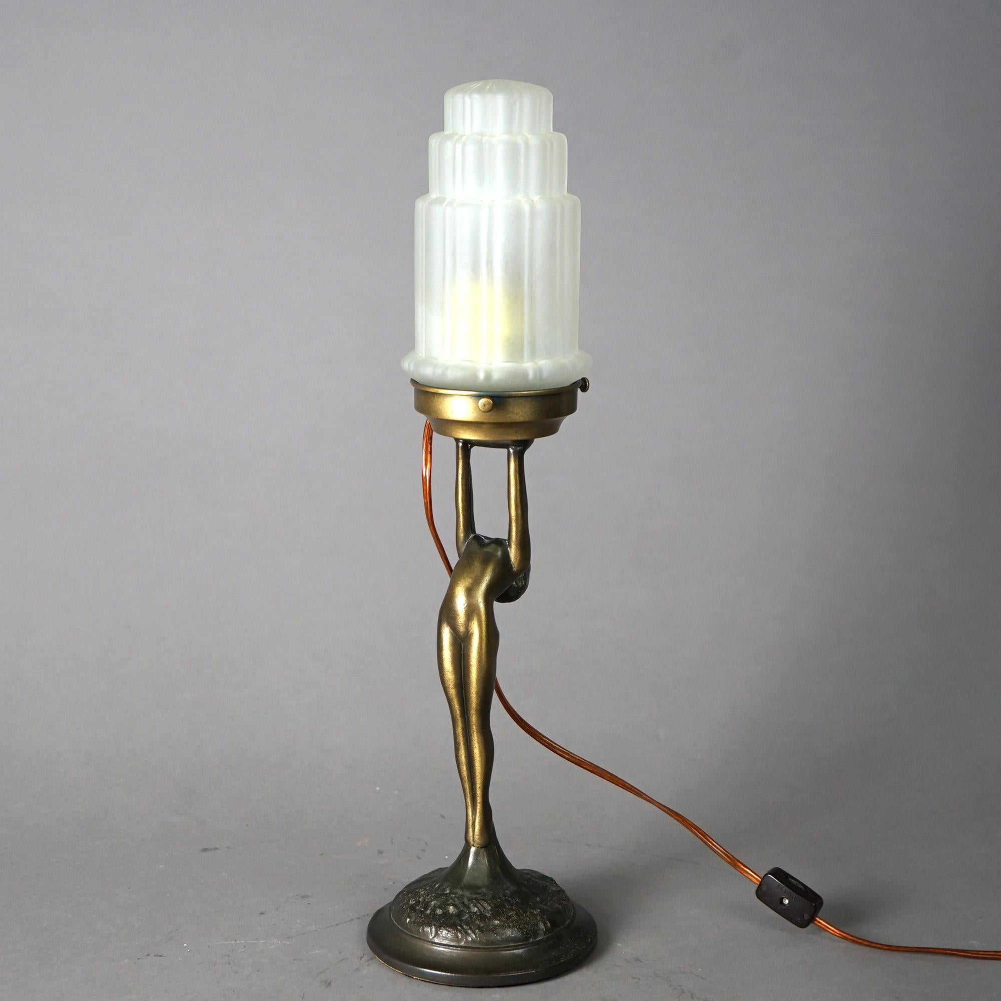 American Antique Art Deco Frankart School Figural Nude Table Lamp 20th Century