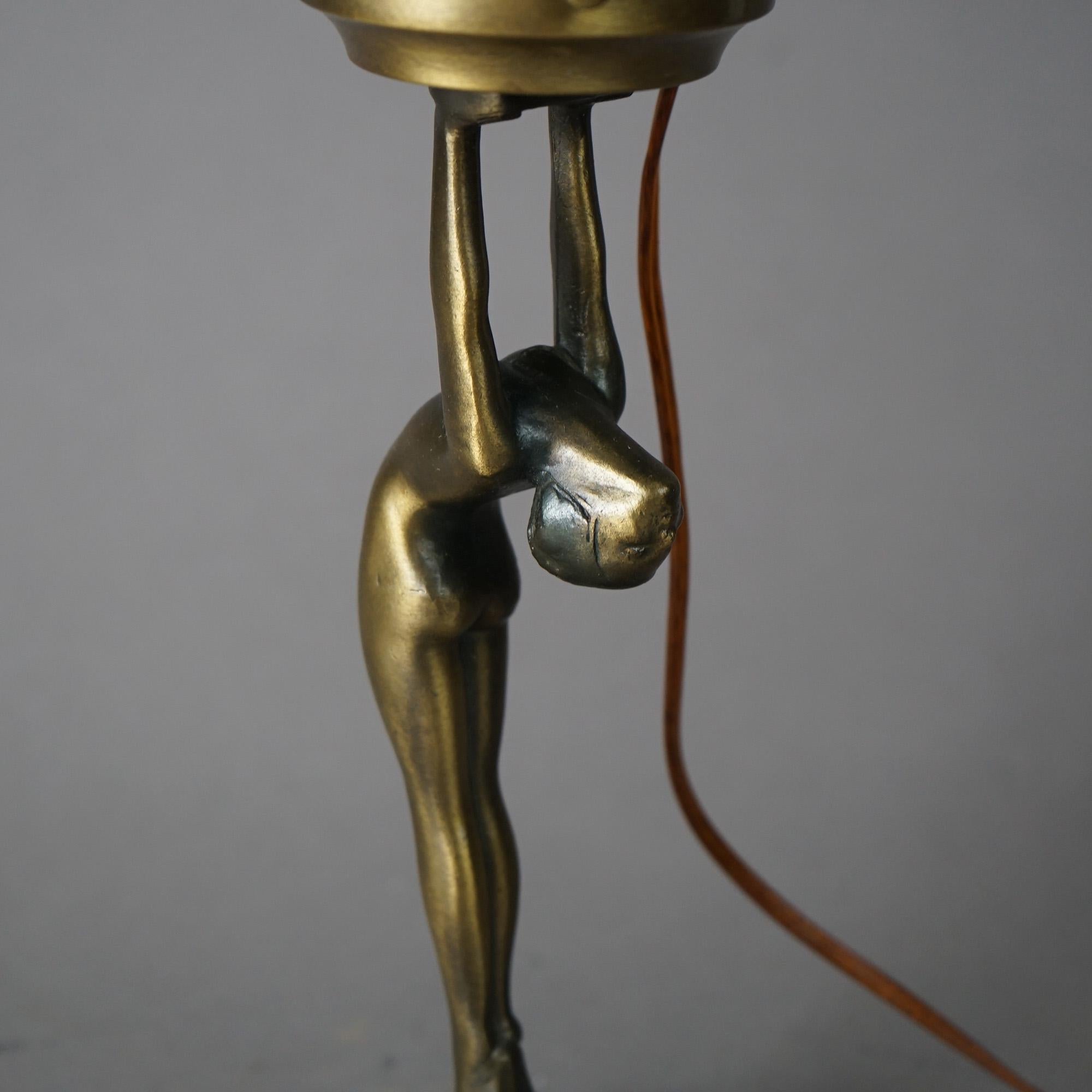 Cast Antique Art Deco Frankart School Figural Nude Table Lamp 20th Century
