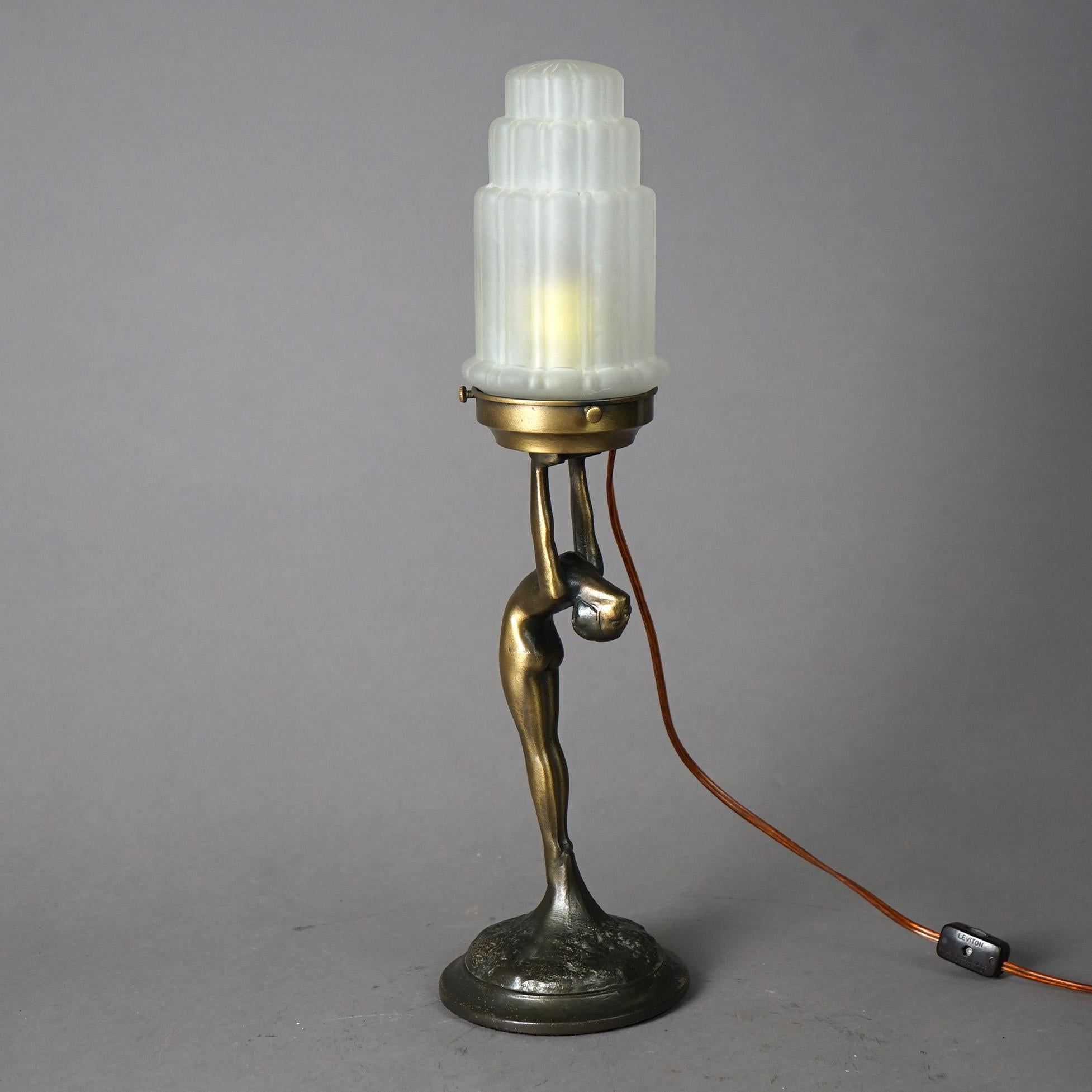 Antique Art Deco Frankart School Figural Nude Table Lamp 20th Century 1