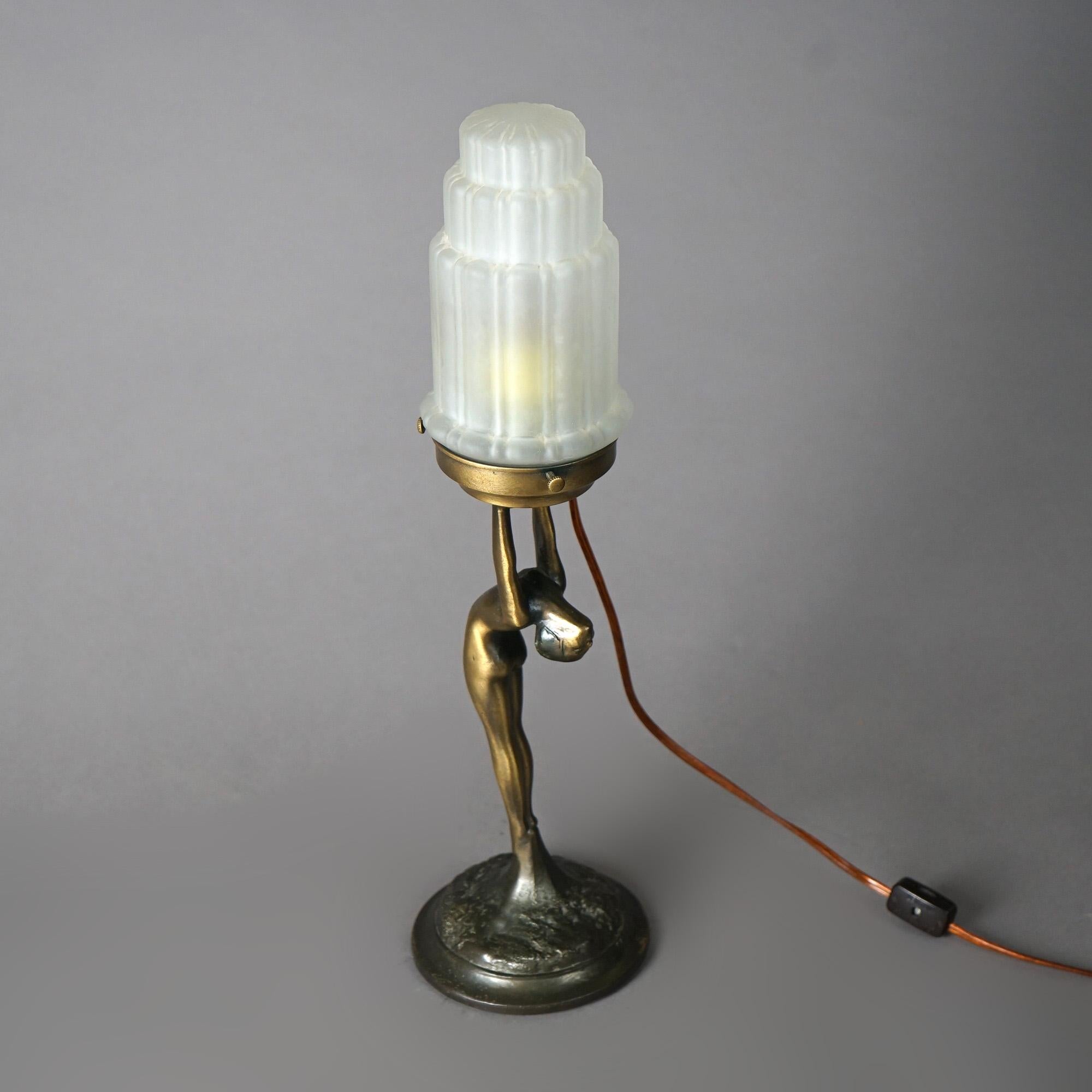 Antique Art Deco Frankart School Figural Nude Table Lamp 20th Century 2