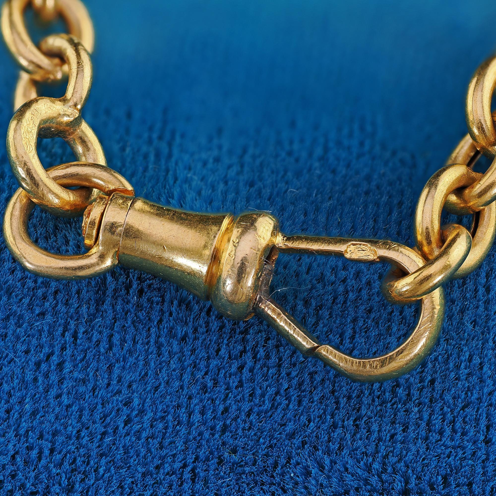 Antique Art Deco French 18K Yellow Gold Cable Link Necklace Chain 1