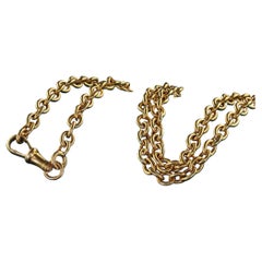 Antique Art Deco French 18K Yellow Gold Cable Link Necklace Chain