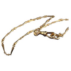 Antique Art Deco French 18K Yellow Gold Intricate Link Chain Necklace