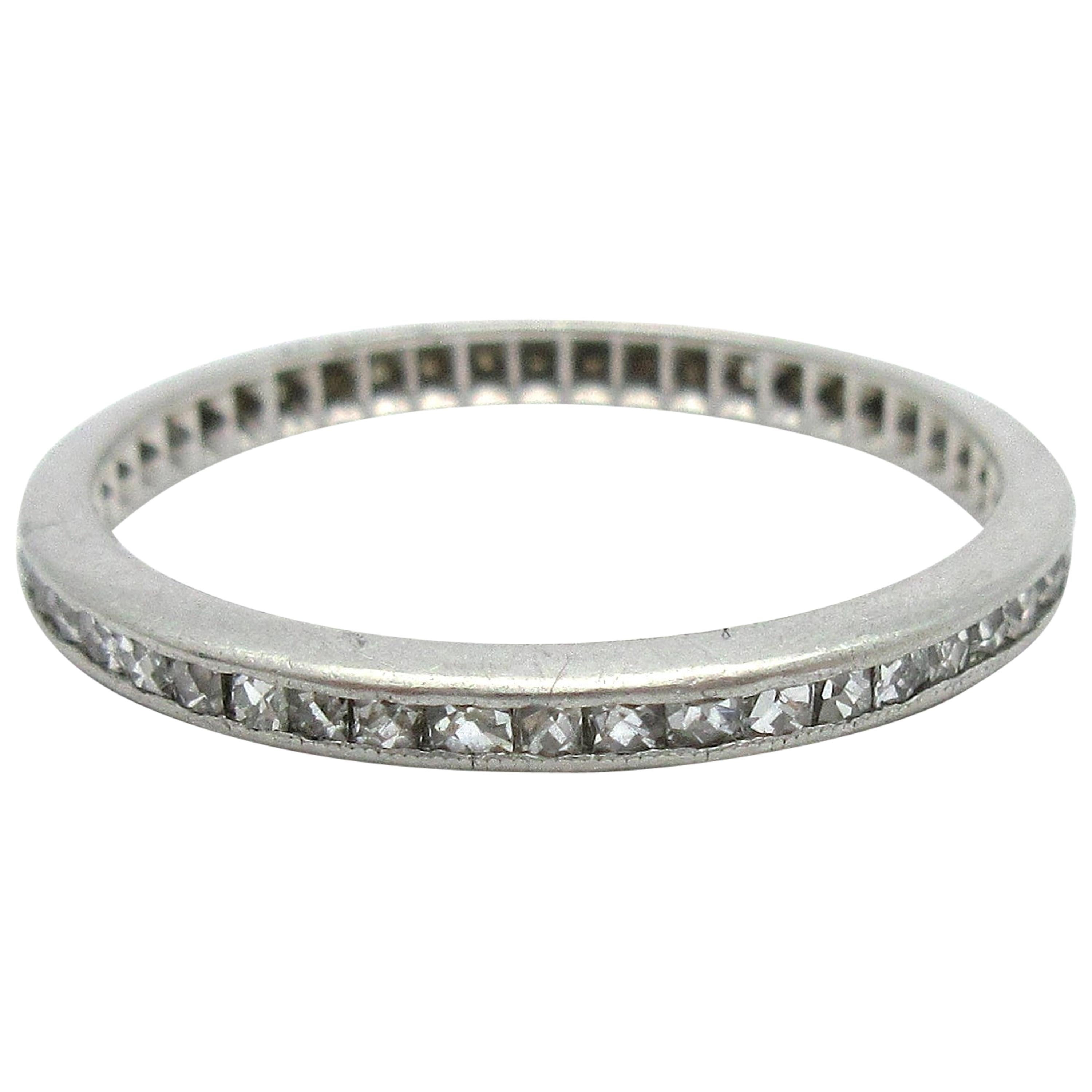 Antique Art Deco French Cut Diamond Eternity Band Platinum