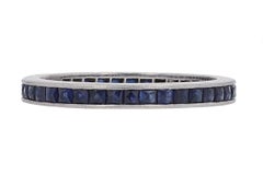 Antique Art Deco French Cut Sapphire Eternity Wedding Band