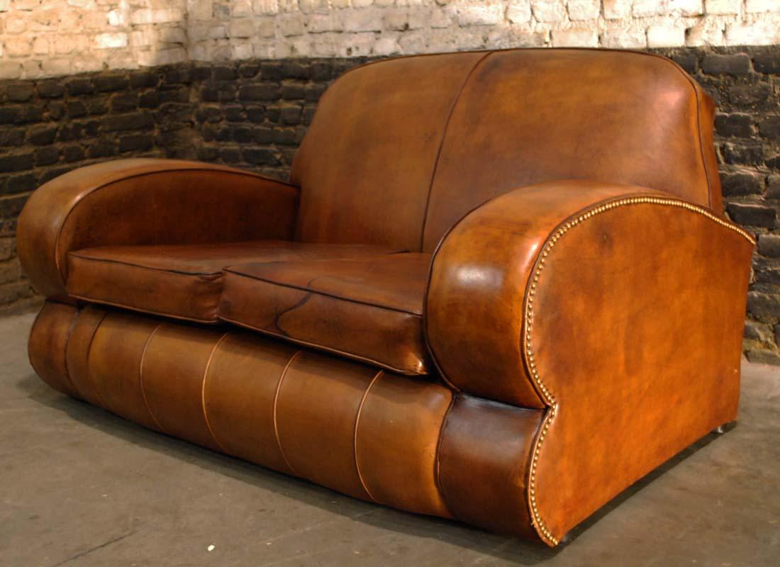 art deco leather couch