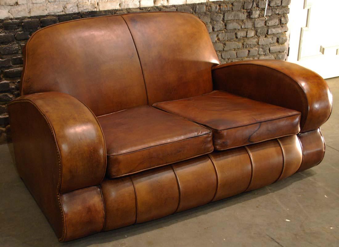 art deco leather sofa