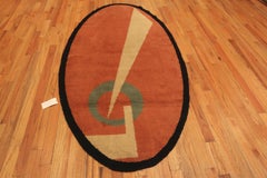 Nazmiyal Collection Antique Art Deco French Oval Rug. 4 ft 5 in x 8 ft 7 in
