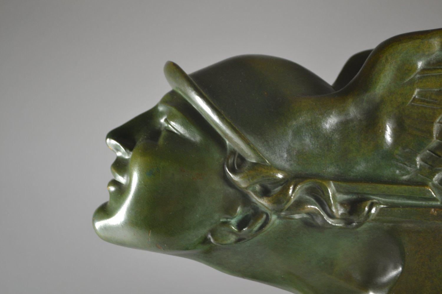 20th Century Antique Art Deco French Patinated Bronze  Alberto Bazzoni - Circa 1930 'Hermes'