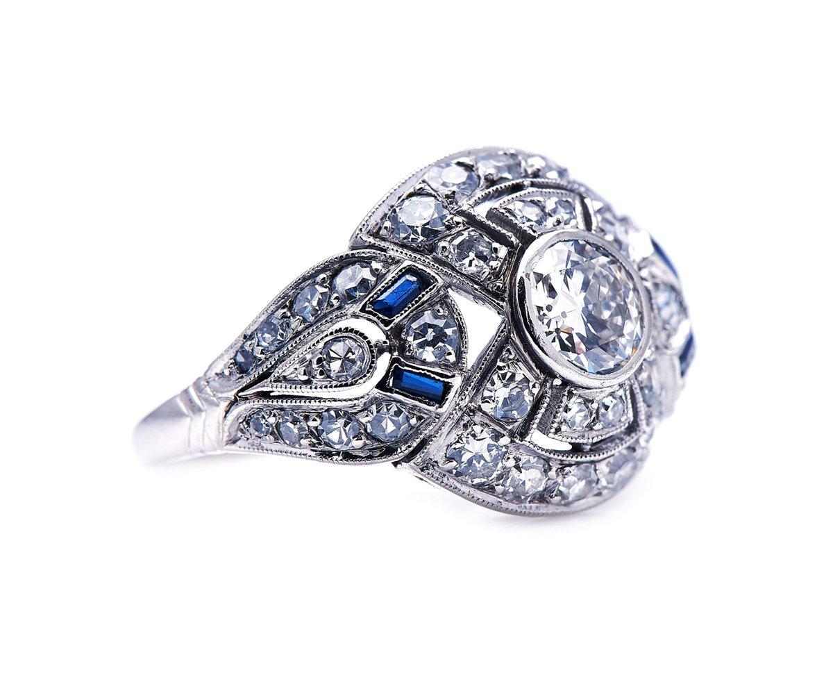 Diamond and Sapphire Bombé Ring. When platinum was introduced to jewellers at the turn of the 20th century, it took the industry by storm. Platinum was strong and kept its shape, even when you cut it into thin strips (unlike gold, which is much