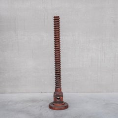 Antique Art Deco French Turned Oak Floor Lamp in Manner of Dudouyt