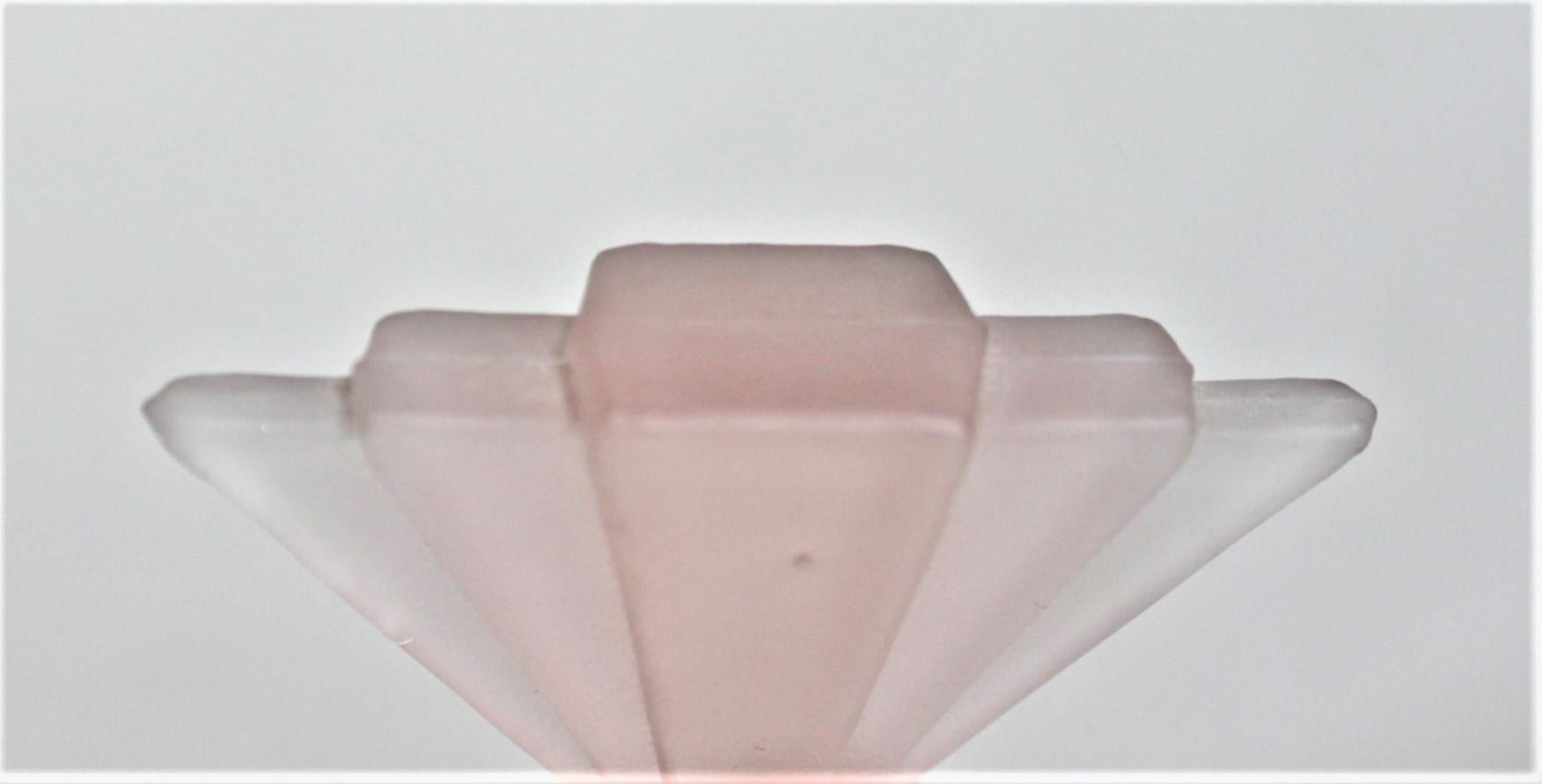 Antique Art Deco Frosted Pink Perfume or Scent Bottle For Sale 3