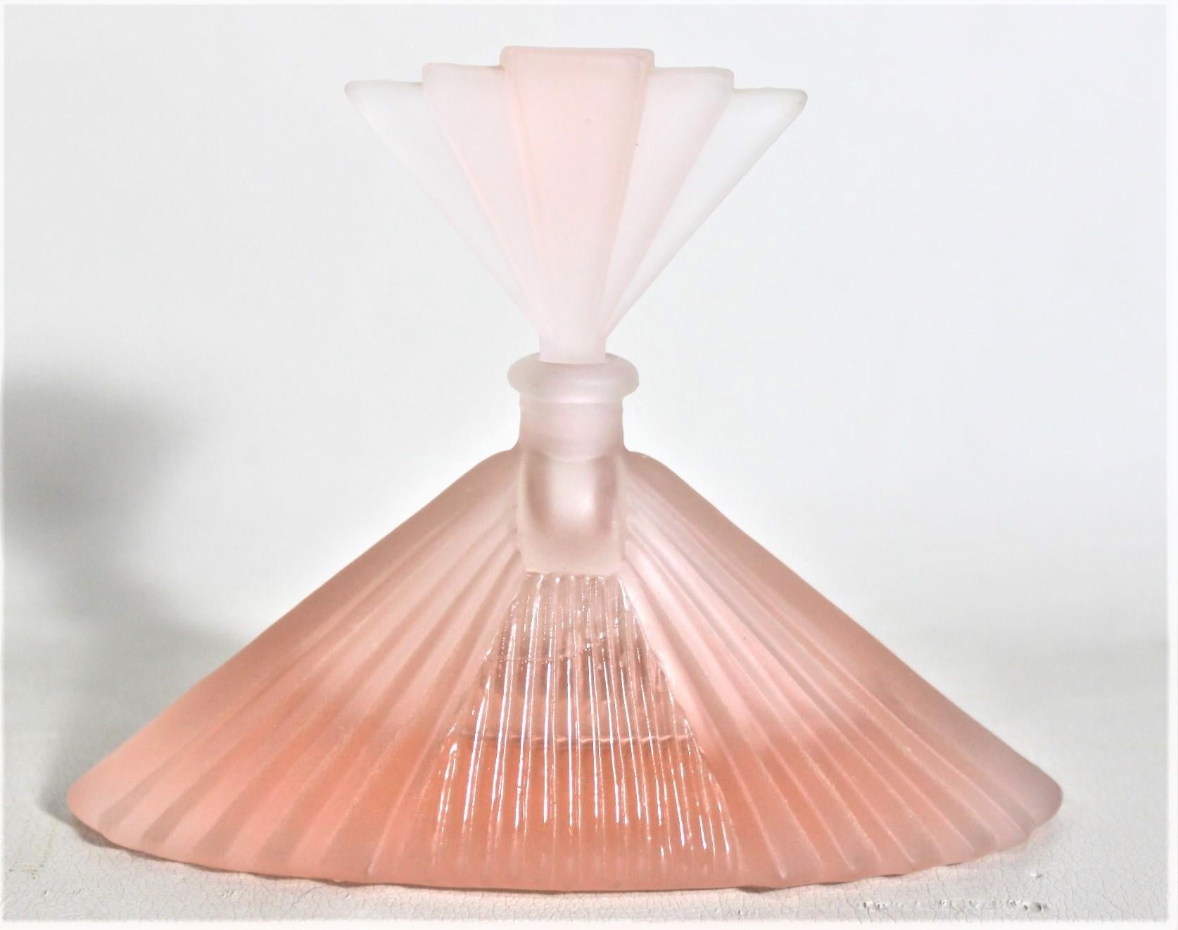French Antique Art Deco Frosted Pink Perfume or Scent Bottle For Sale
