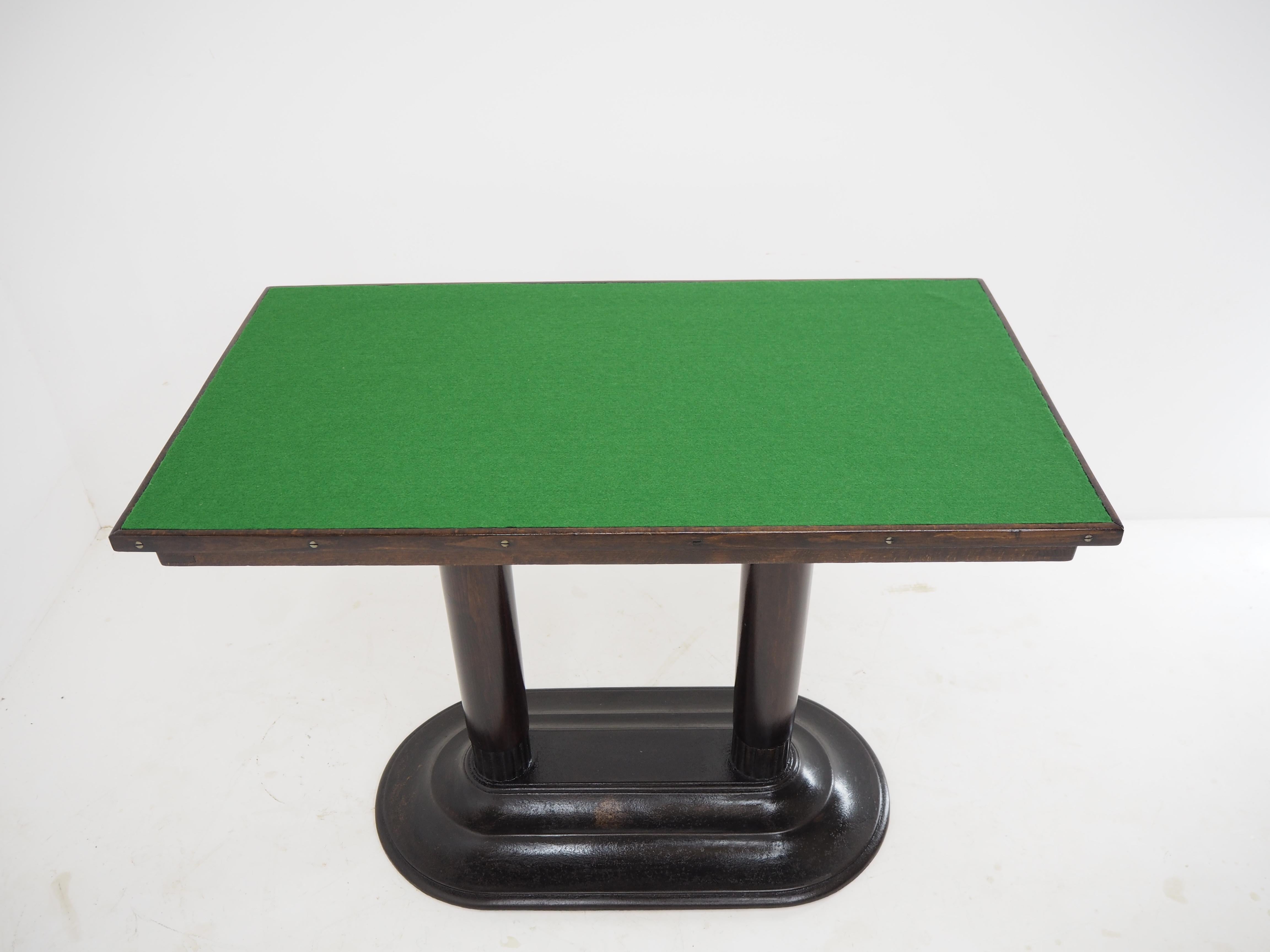 Antique Art Deco Game Table with Iron Base, 1920s In Good Condition For Sale In Praha, CZ