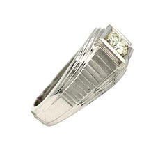 Antique Art Deco Gents 14 Karat White Gold 0.50 Brilliant Cut Diamond Ring