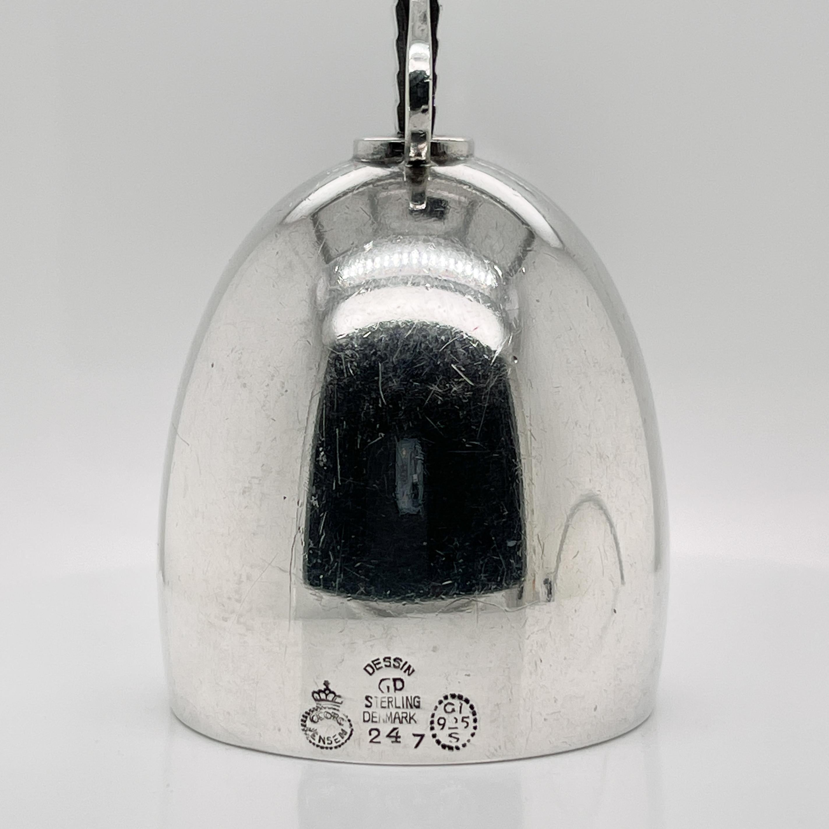 Antique Art Deco Georg Jensen Parallel Sterling Silver Table Bell No. 247 In Good Condition For Sale In Philadelphia, PA