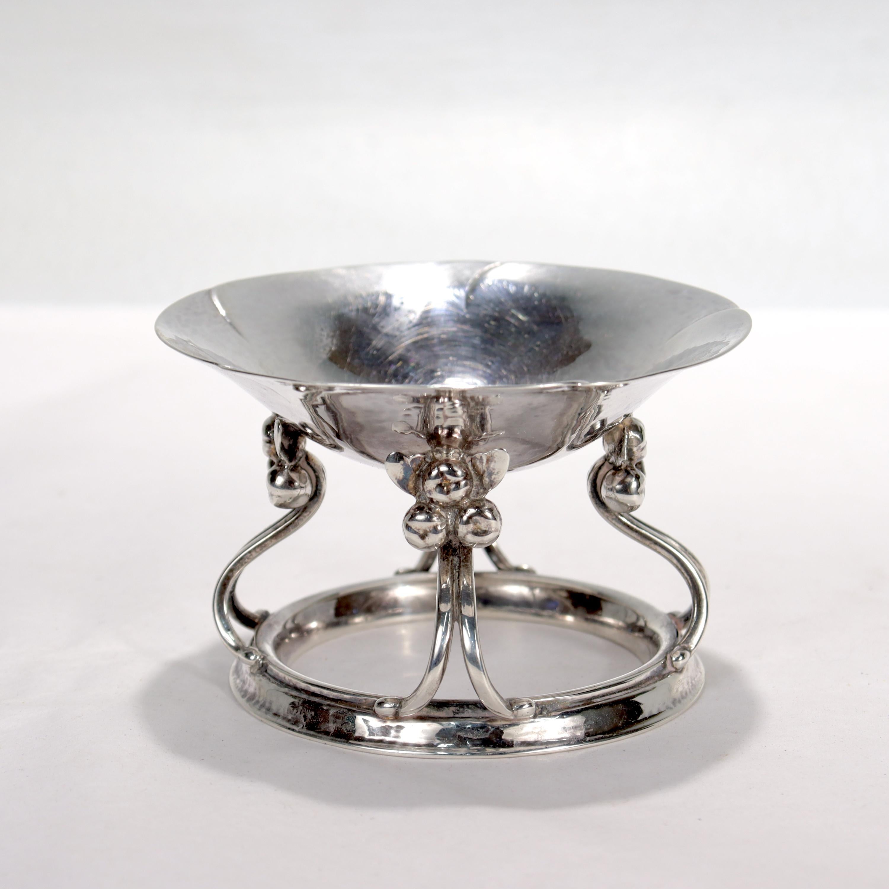 Antique Art Deco Georg Jensen Sterling Silver Footed Dish or Bowl Model No 15 In Fair Condition For Sale In Philadelphia, PA