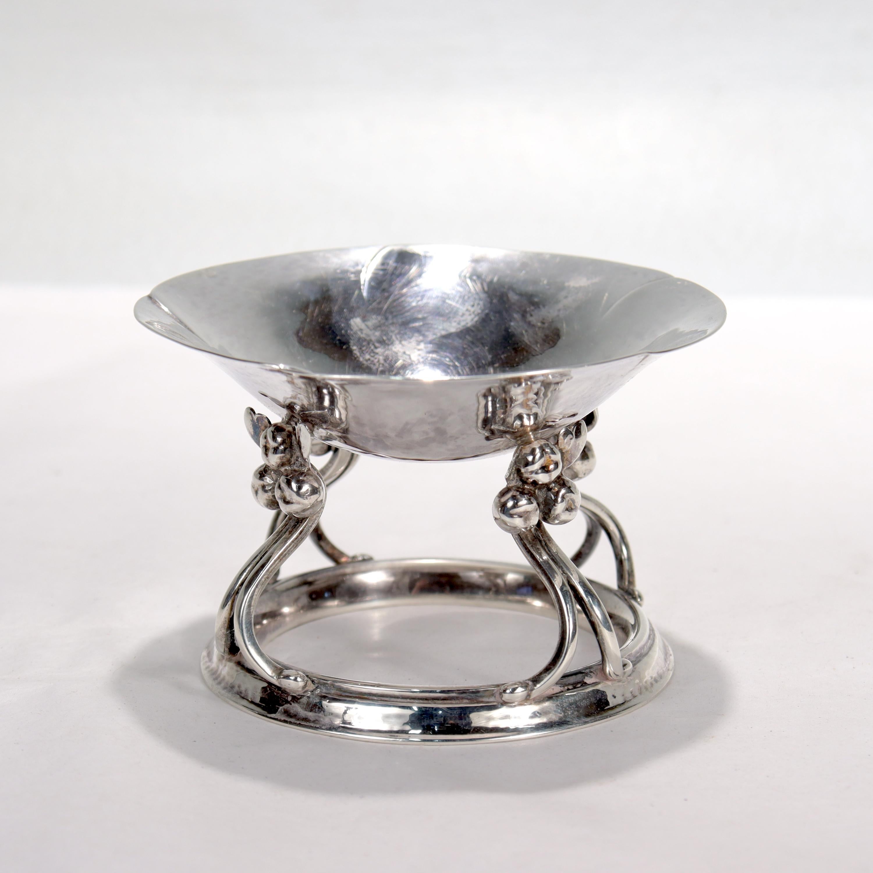 Women's or Men's Antique Art Deco Georg Jensen Sterling Silver Footed Dish or Bowl Model No 15  For Sale