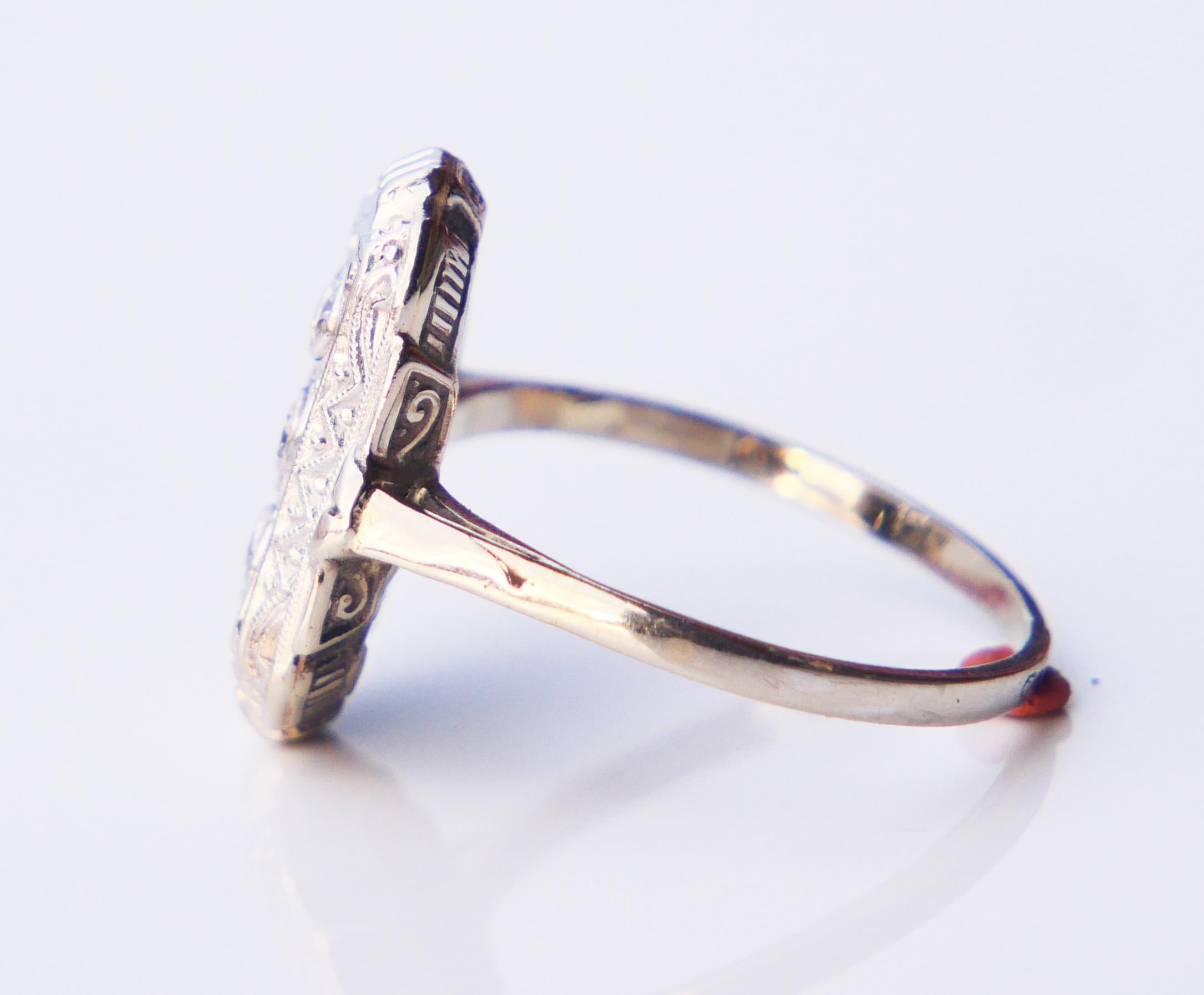 Art Deco German Ring Diamonds solid 14K White Gold Ø US5 / 1.55 gr For Sale 10