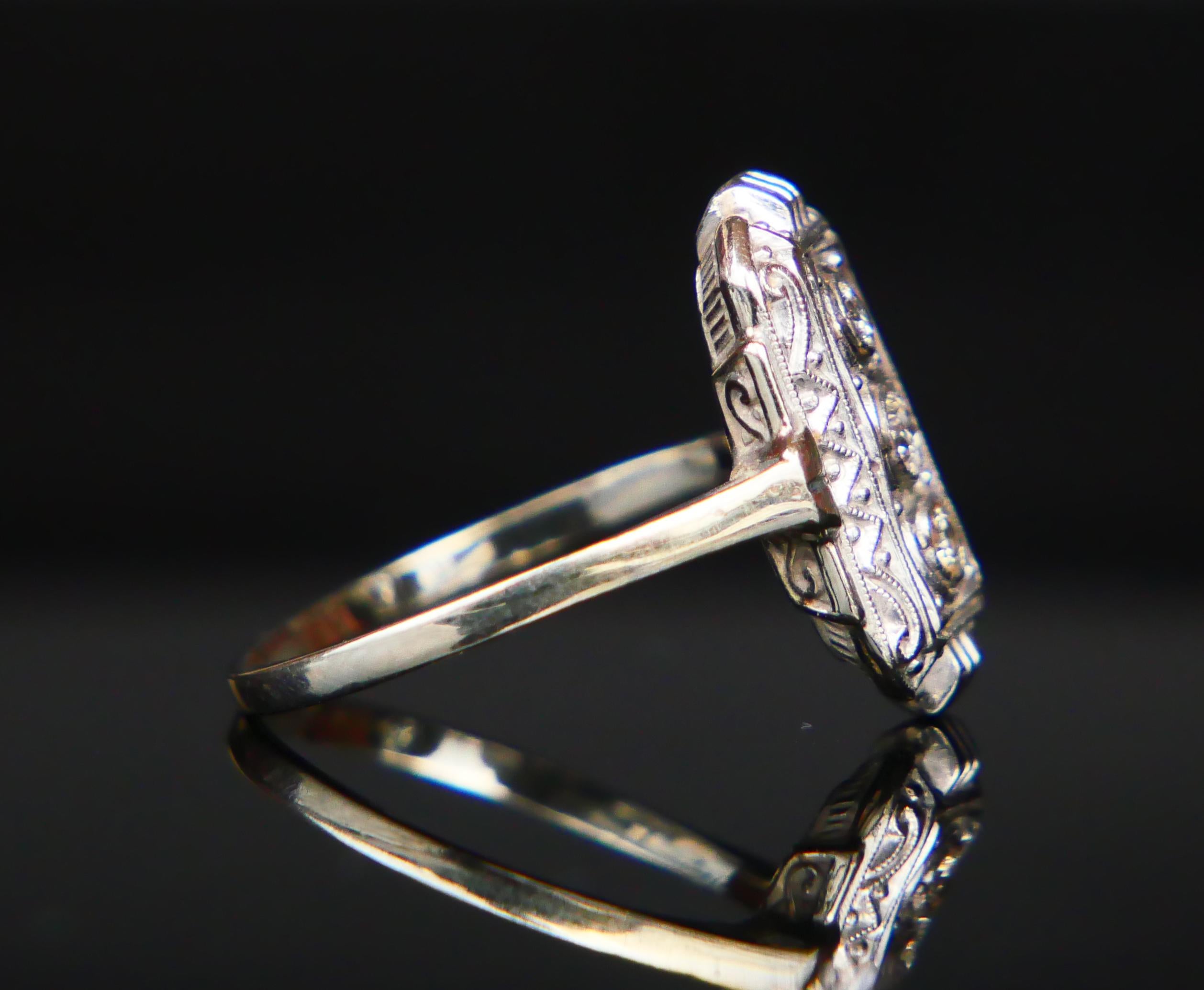 Art Deco German Ring Diamonds solid 14K White Gold Ø US5 / 1.55 gr For Sale 1