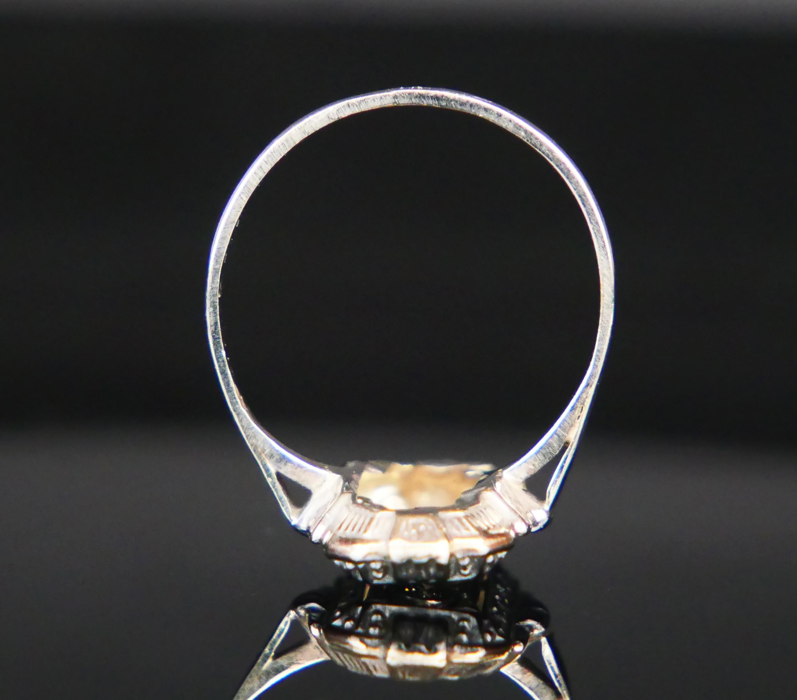 Art Deco German Ring Diamonds solid 14K White Gold Ø US5 / 1.55 gr For Sale 2