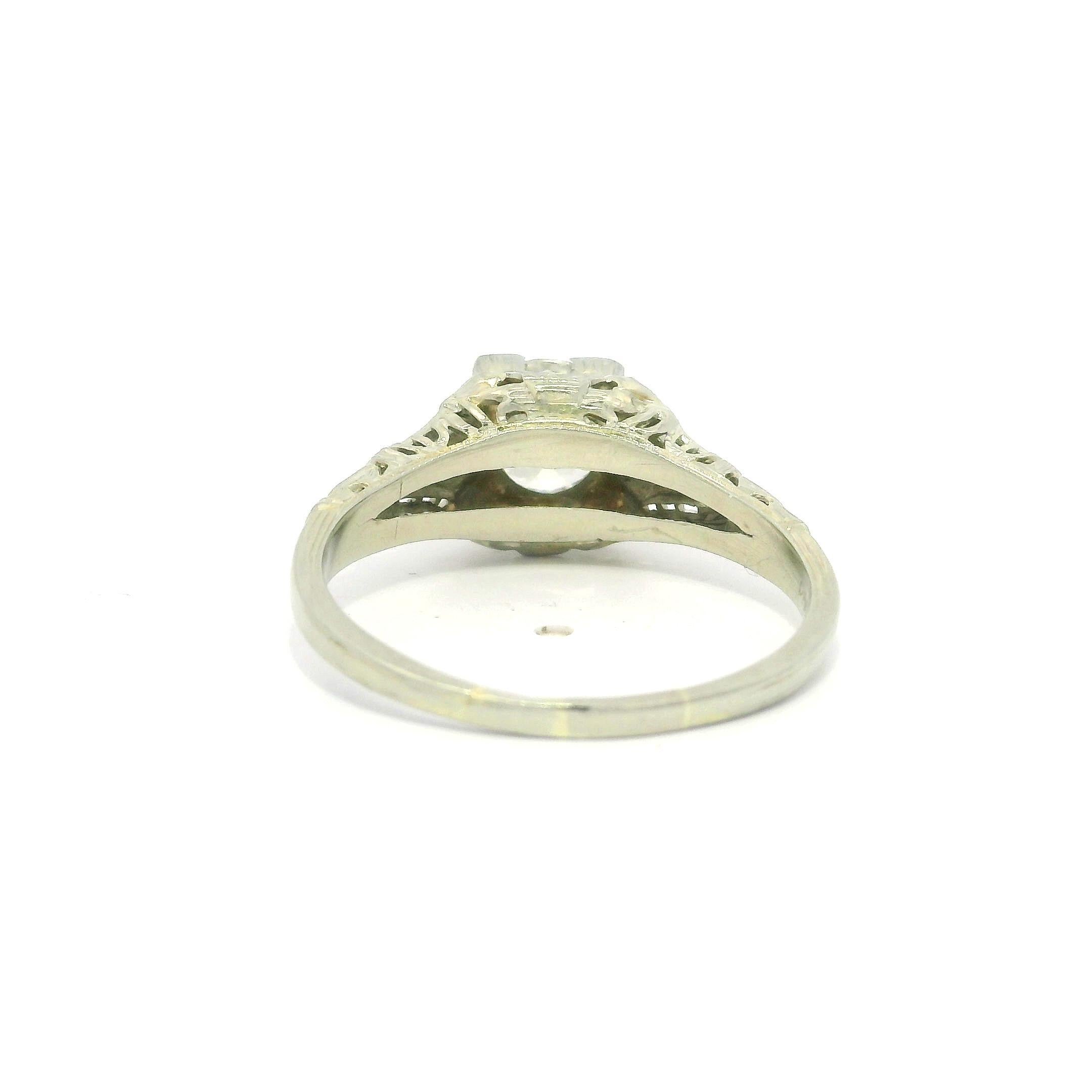Antique Art Deco GIA 1.21ct Fiery Old Diamond Solitaire Filigree Engagement Ring For Sale 3
