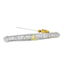 Broche barrette Art déco ancienne avec diamants certifiés GIA