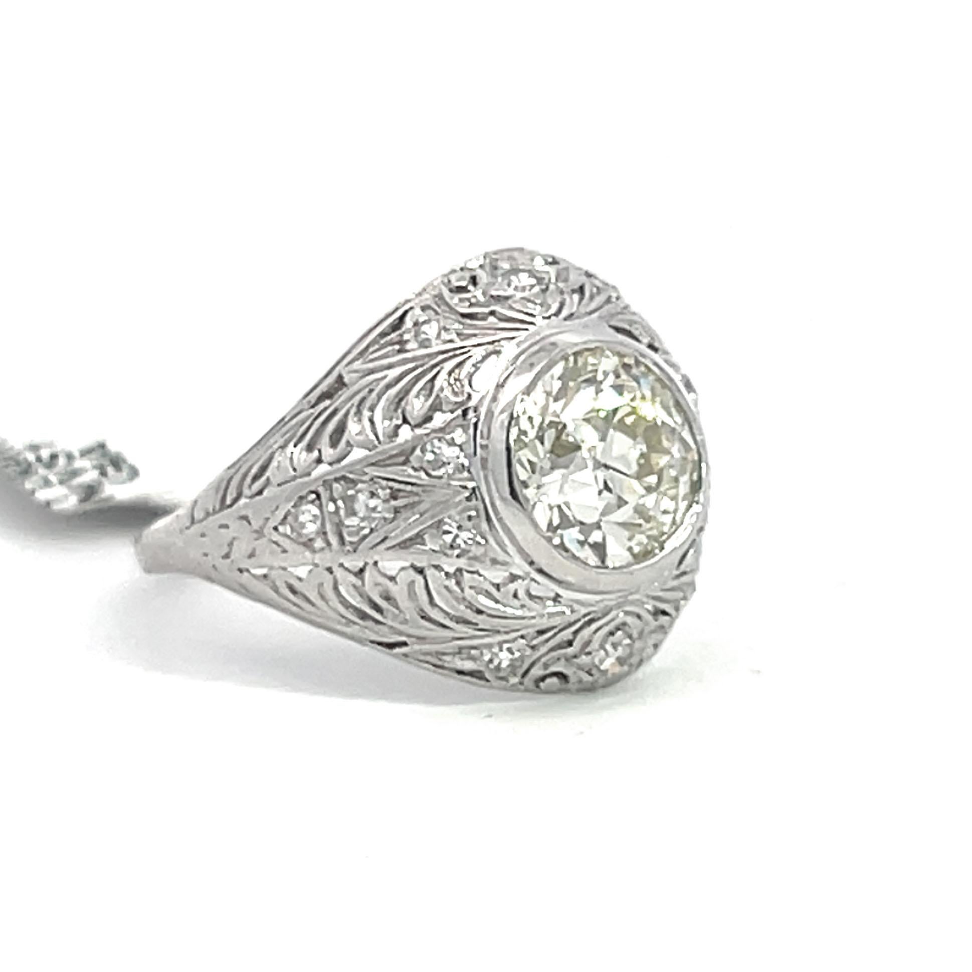 Antique Art Deco GIA Certified Engagement Diamond Ring For Sale 7