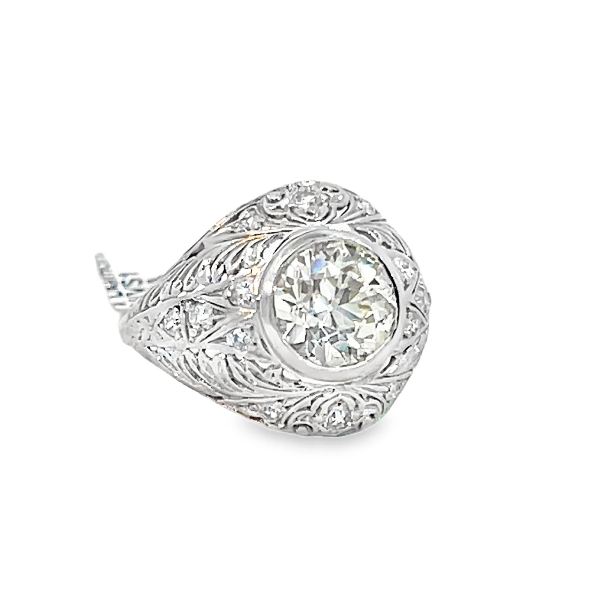 Antique Art Deco GIA Certified Engagement Diamond Ring For Sale 8