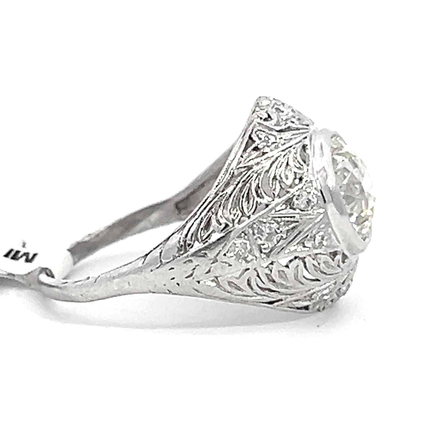 Antique Art Deco GIA Certified Engagement Diamond Ring For Sale 3