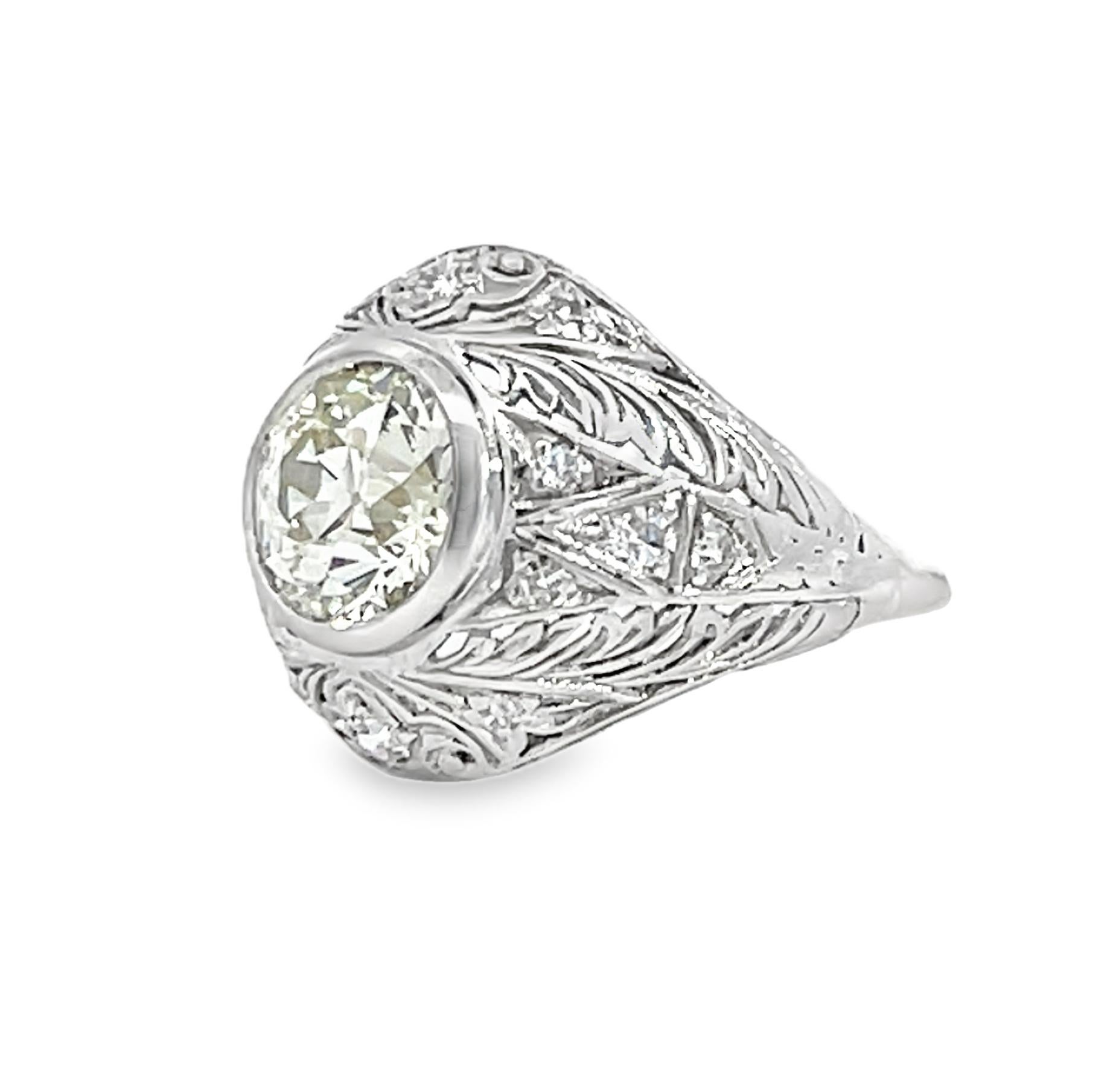 Antique Art Deco GIA Certified Engagement Diamond Ring For Sale 4