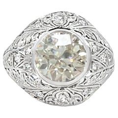 Antiguo Anillo de Diamantes de Compromiso Art Decó Certificado GIA