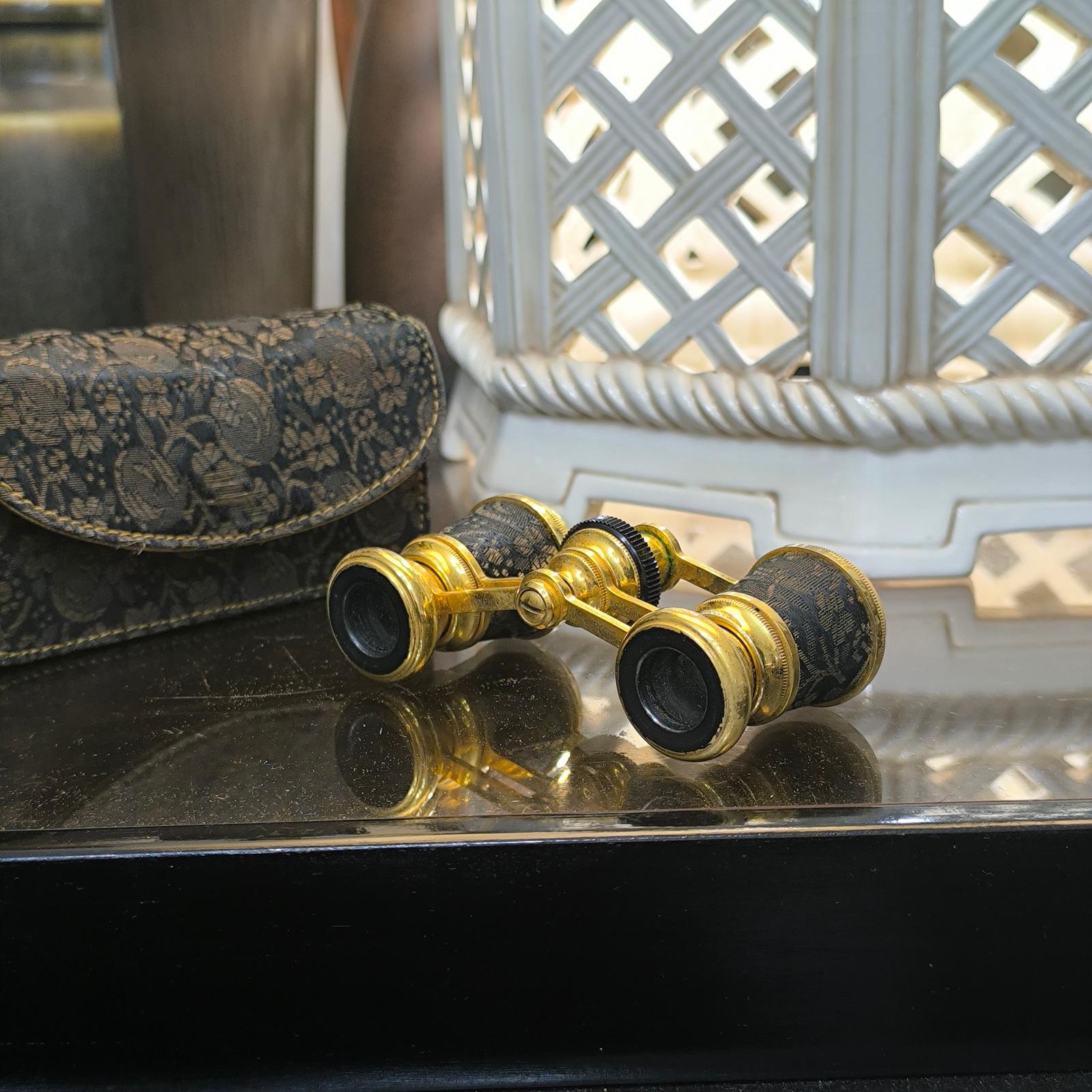 Antique Art Deco Gilt Binoculars Nixen Paris Theater Opera Glasses, France 1920s In Good Condition In Bochum, NRW