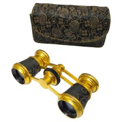 Antique Art Deco Gilt Binoculars Nixen Paris Theater Opera Glasses, France 1920s