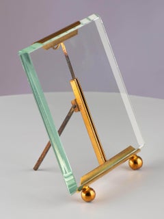 Antique Art Deco Gilt Brass Gold Glass Photo Photograph Picture Easel Frame