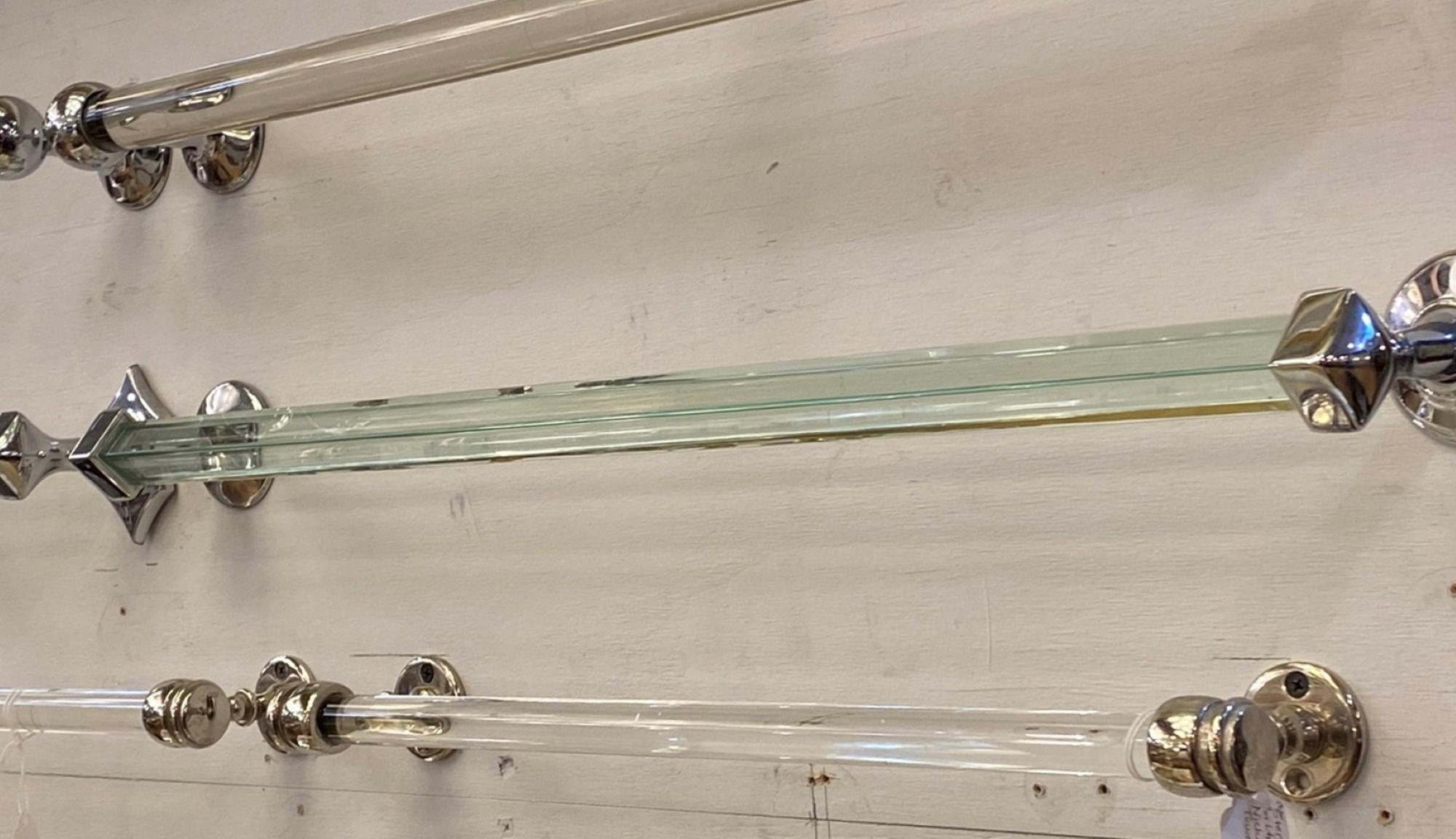 Antique Art Deco Glass Rod Towel Bar with Chrome Brackets Rare In Good Condition In New York, NY