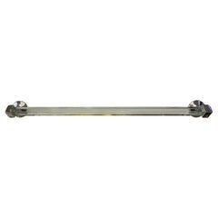 Ancien porte-serviette Art déco à barre en verre avec supports en chromes rares