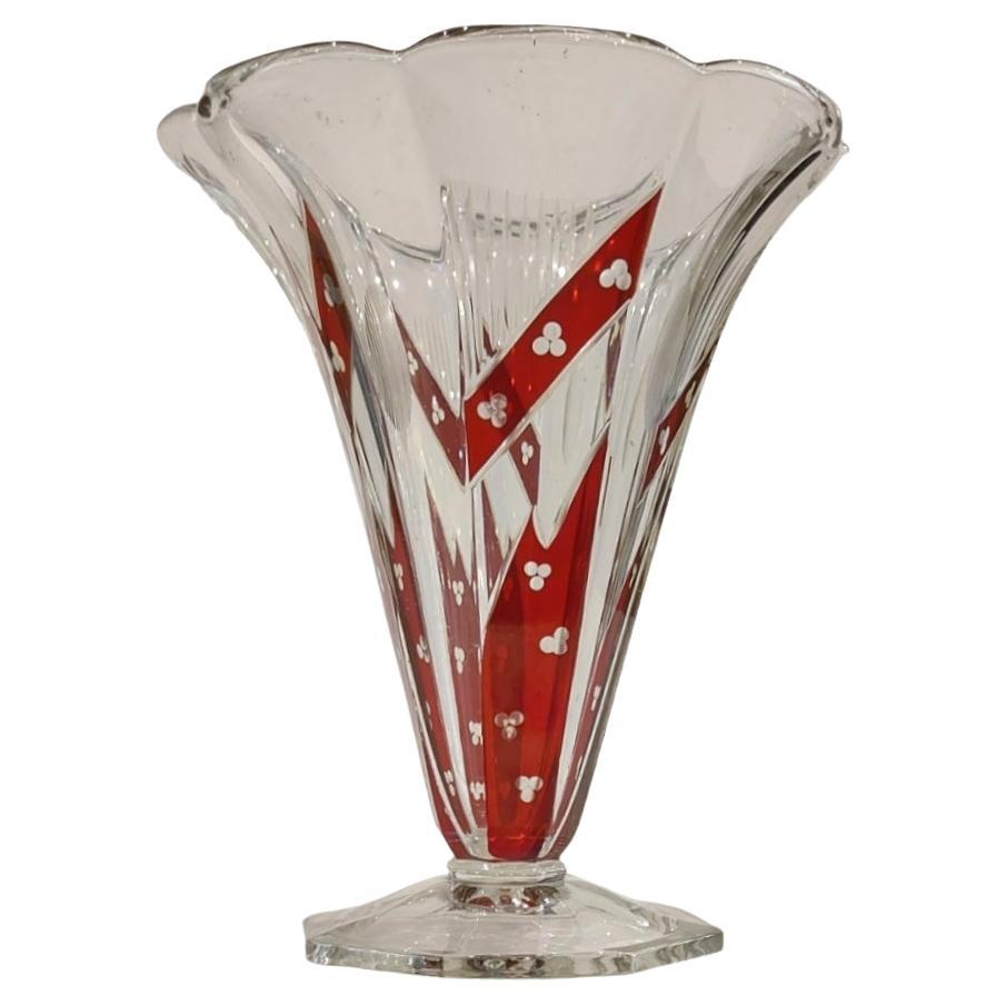 Antique Art Deco glass vase by Karl Palda For Sale