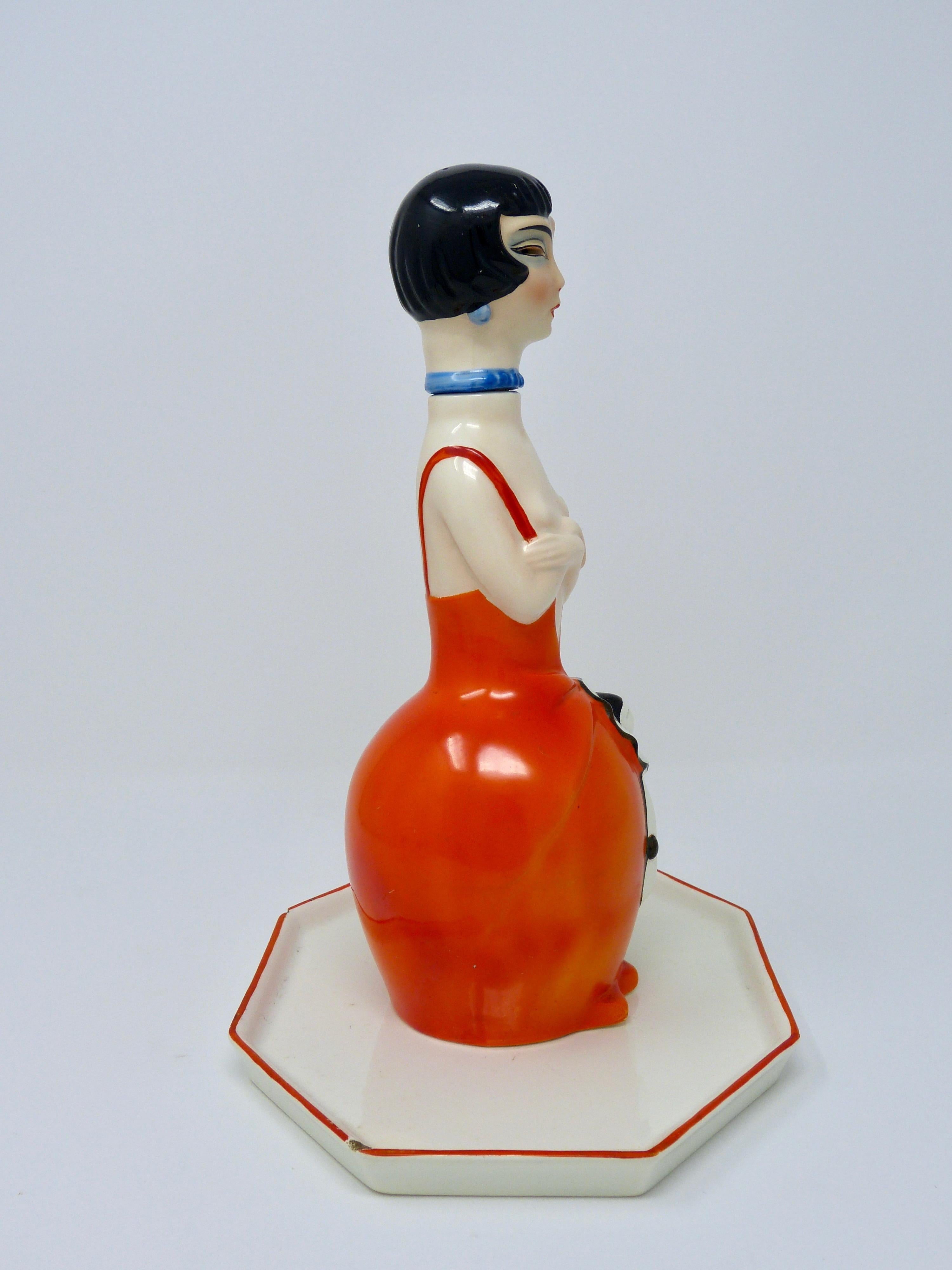 Art Deco Goebel lady decanter
Made of porcelain
Germany, circa 1930
Comes with original tray and two cups