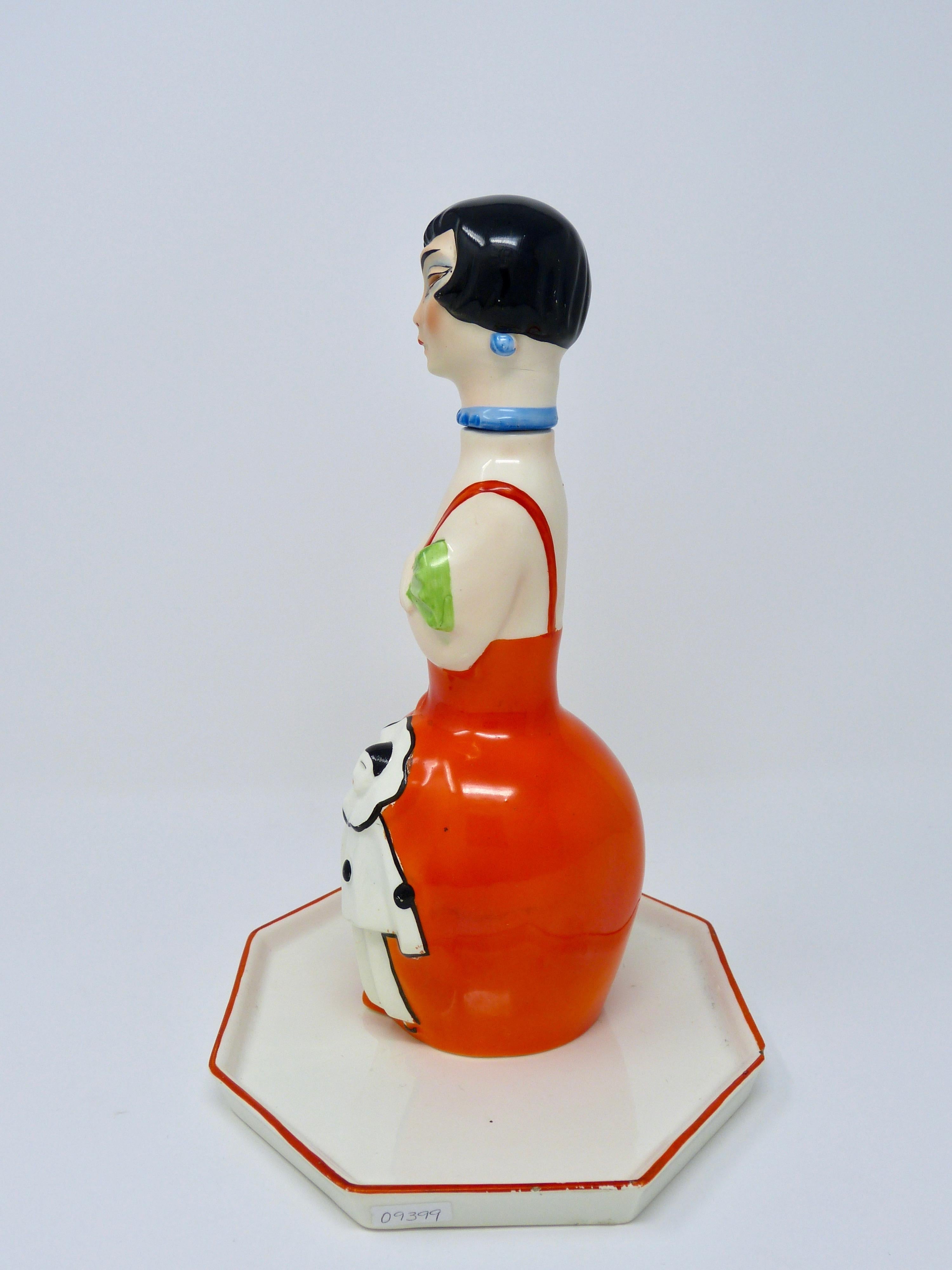 Hand-Painted Antique Art Deco Goebel Lady Decanter Figurine & Tray Made in Germany  