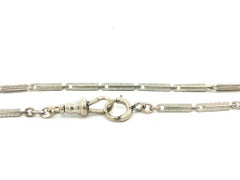 Antique Art Deco Gold 13" Fine Detailed Four Sided Bar Link Watch Chain Necklace