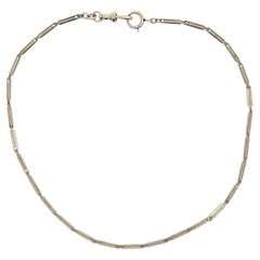 Antique Art Deco Gold 13" Fine Detailed Four Sided Bar Link Watch Chain Necklace