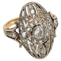 Antique Art Deco gold ring with old-cut diamonds, 1920s.