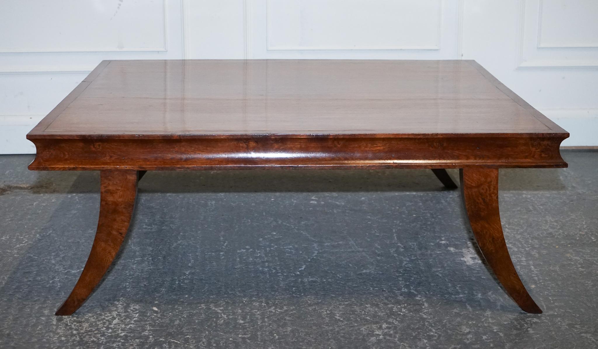 ANTIQUE ART DECO GOLDEN OAK COFFEE TABLE MAPPA BURL TRiM & SPLAYED LEGS im Angebot 11