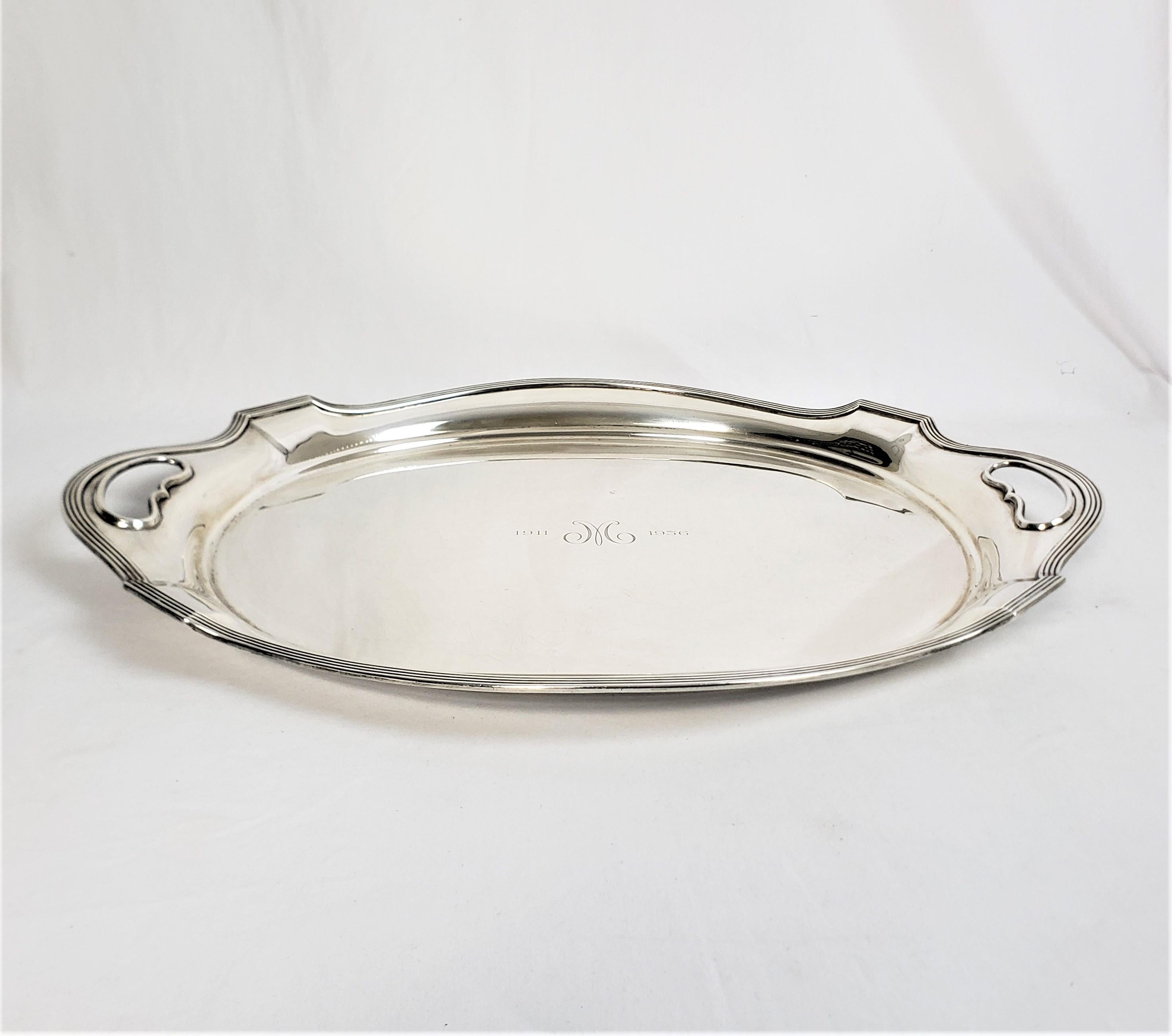 Antike Art Deco Gorham große ovale Sterling Silber servieren Tablett (Art déco) im Angebot