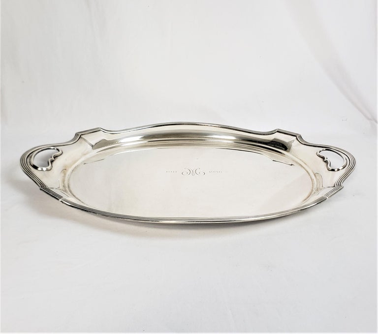 American Antique Art Deco Gorham Large Oval Sterling Silver Serving Tray For Sale